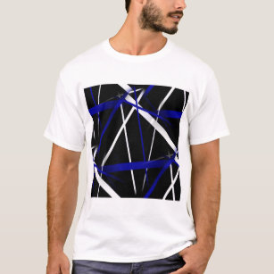 Seamless Abstract  Royal Blue and White Lines T-Shirt