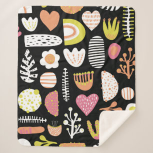 Seamless abstract shapes colorful vintage kids pat sherpa blanket