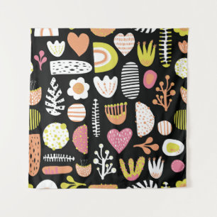 Seamless abstract shapes colorful vintage kids pat tapestry