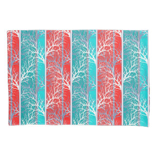 Seamless abstract trees branch blue coral red line pillowcase