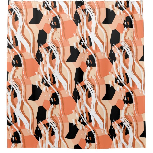 Seamless abstract trendy pattern with peach shower curtain (Front)