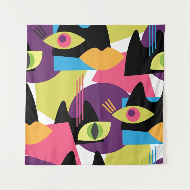 Seamless abstract Vintage pattern with abstract sh Tapestry (Front)
