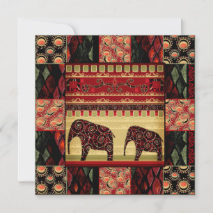 Seamless abstract vintage retro african indian ele invitation