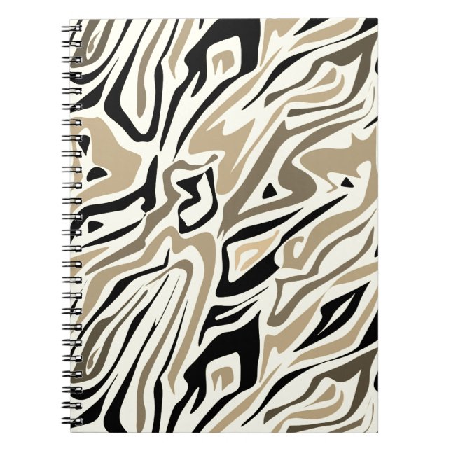 Seamless abstract zebra skin leather modern black notebook (Front)