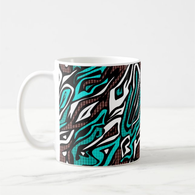 Seamless abstract zebra skin leather modern blue b coffee mug (Left)