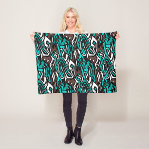 Seamless abstract zebra skin leather modern blue b fleece blanket