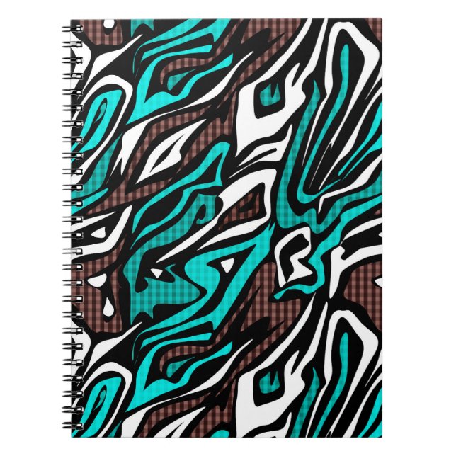 Seamless abstract zebra skin leather modern blue b notebook (Front)