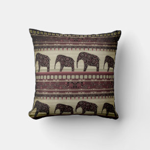 Seamless african ethno design elephants ornamental cushion