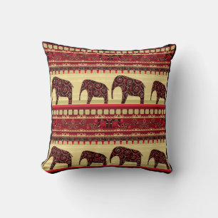 Seamless african ethno design elephants ornamental cushion
