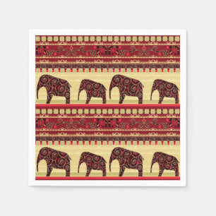 Seamless african ethno design elephants ornamental napkin
