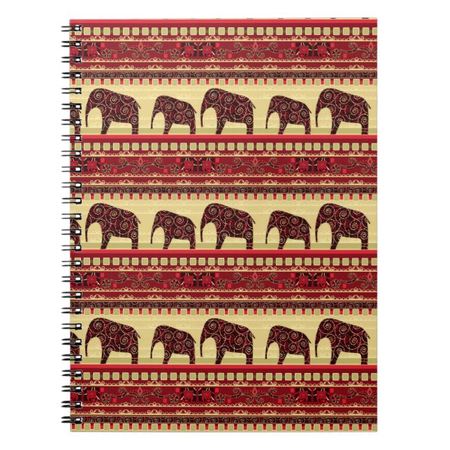 Seamless african ethno design elephants ornamental notebook (Front)