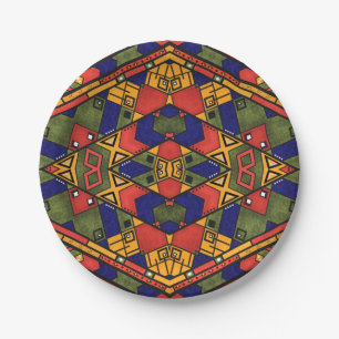 Seamless african ethno traditional texture pattern paper plate