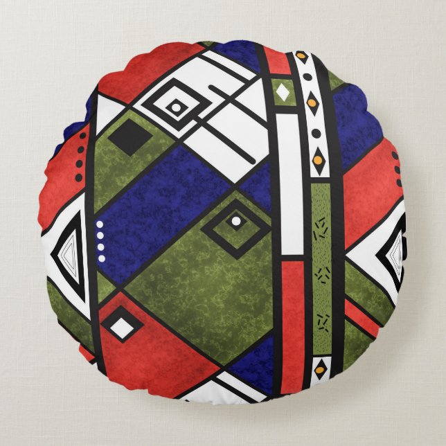 Seamless african ethno traditional texture pattern round cushion (Front)