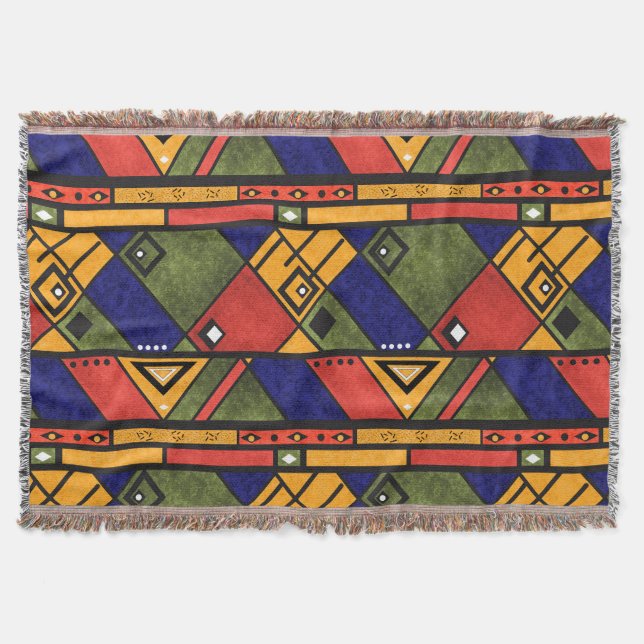 Seamless african ethno traditional texture pattern throw blanket (Front)
