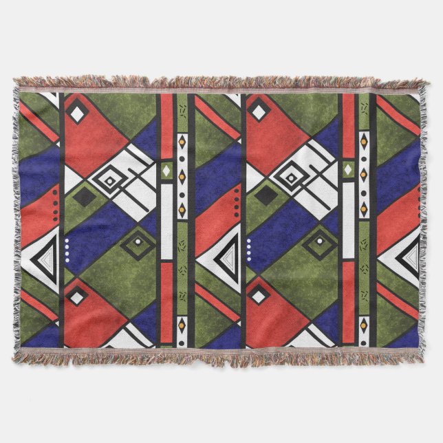 Seamless african ethno traditional texture pattern throw blanket (Front)