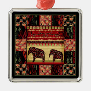Seamless african patchwork ornamental indian eleph metal tree decoration