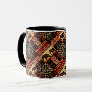 Seamless african patchwork ornamental indian eleph mug
