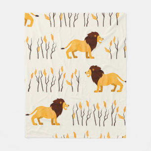 Seamless African pattern with cute lion. vintage w Fleece Blanket