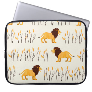 Seamless African pattern with cute lion. vintage w Laptop Sleeve