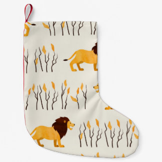 Seamless African pattern with cute lion. vintage w Small Christmas Stocking