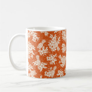 Seamless aloha pattern of hibiscus and pineapple, coffee mug