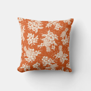 Seamless aloha pattern of hibiscus and pineapple, cushion