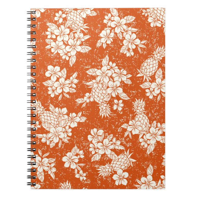Seamless aloha pattern of hibiscus and pineapple,  notebook (Front)