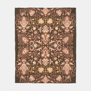 Seamless Arabesque Floral Pattern. Art Deco Style Fleece Blanket