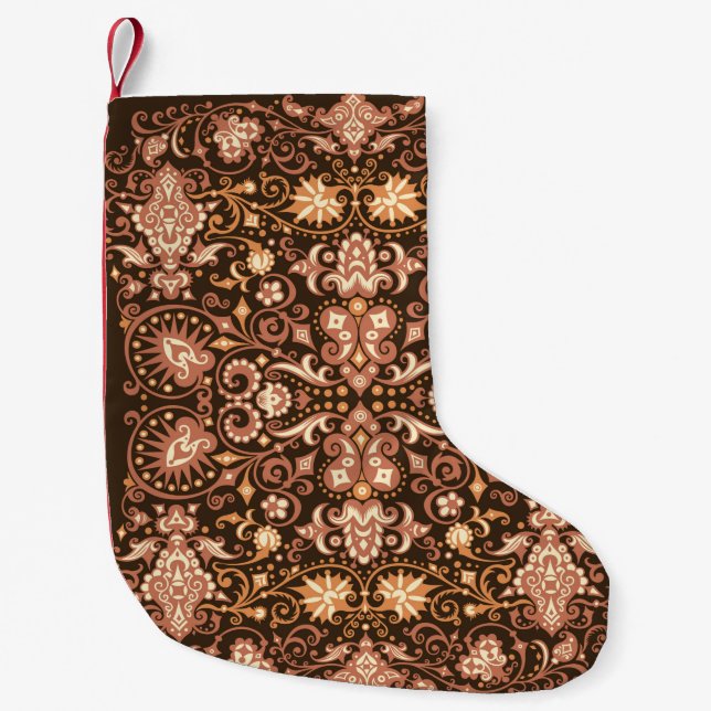 Seamless Arabesque Floral Pattern. Art Deco Style  Small Christmas Stocking (Front)