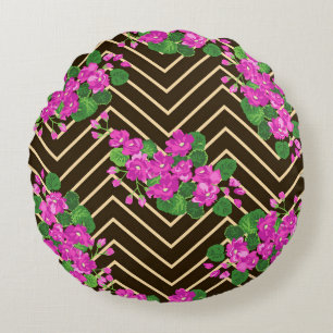 Seamless ardent pattern in sweet flowers. Composit Round Cushion