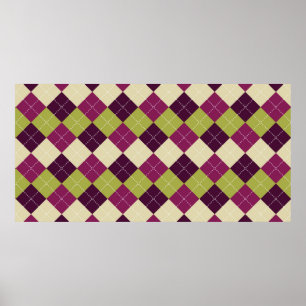 Seamless argyle pattern. Diamond shapes background Poster
