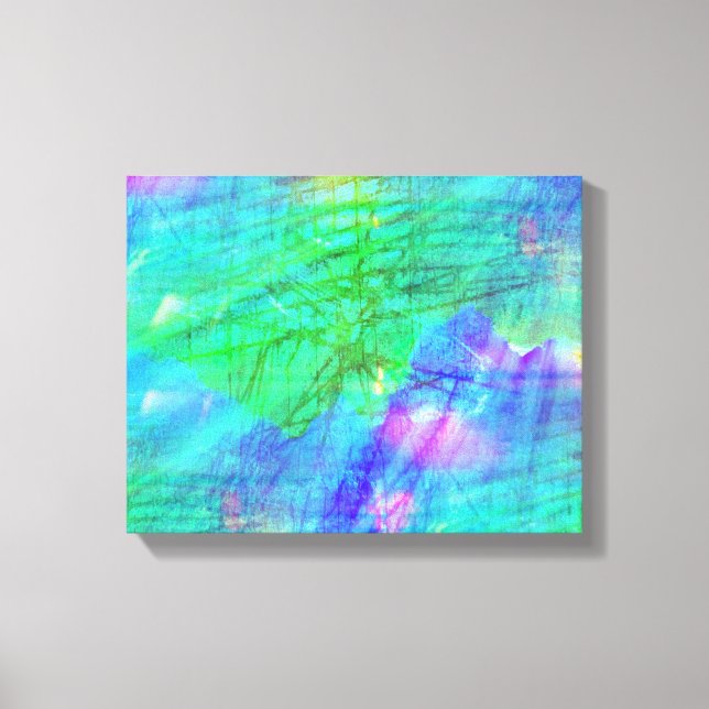 seamless art background watercolor blue, green canvas print (Front)