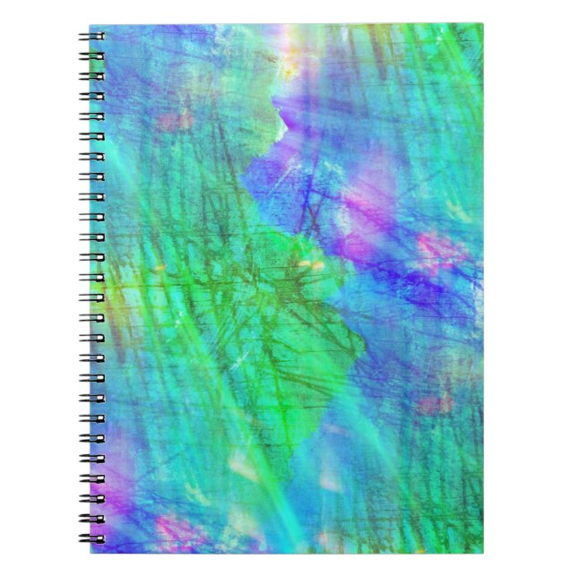 seamless art background watercolor blue, green notebook (Front)