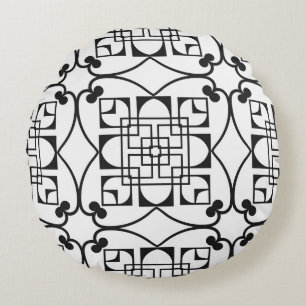 Seamless Art Deco Pattern. Vintage minimalistic ba Round Cushion