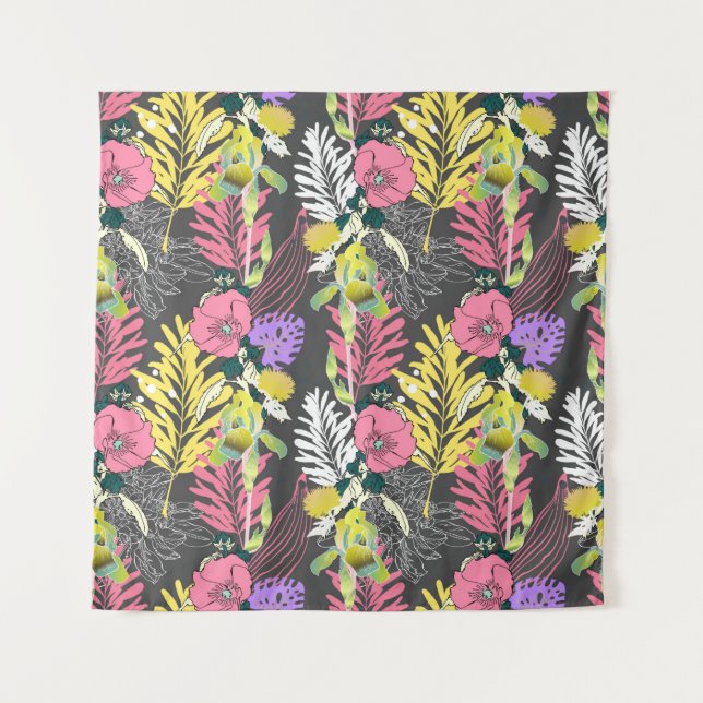 Seamless artistic flower pattern, beautiful tropic tapestry (Front)