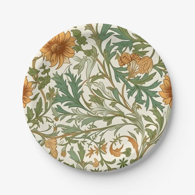 Seamless Arts and Crafts style repeating pattern Paper Plate (Front)