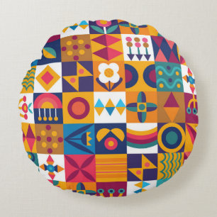 Seamless background design modern art round cushion