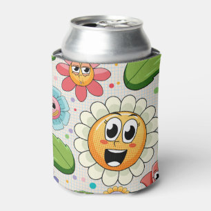 Seamless background design with colourful flowers can cooler