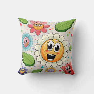 Seamless background design with colourful flowers cushion