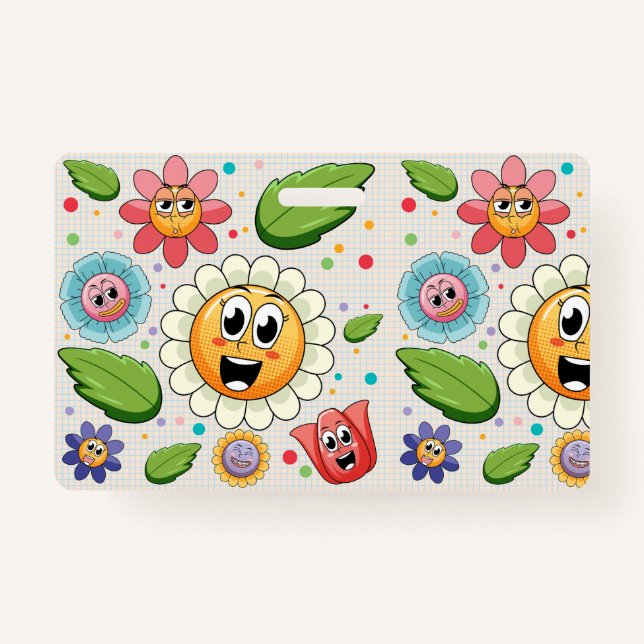 Seamless background design with colourful flowers  ID badge (Front)