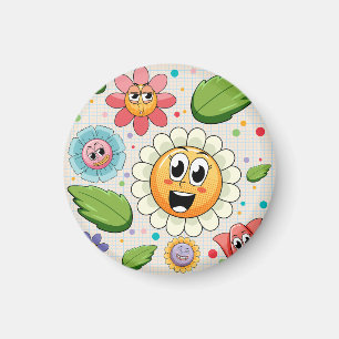 Seamless background design with colourful flowers magnet