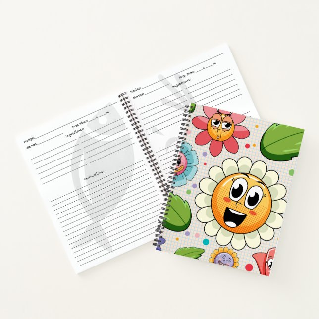 Seamless background design with colourful flowers  notebook (Inside)