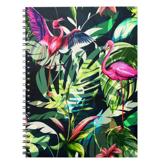 Seamless background floral pattern. Tropical leave Notebook (Front)