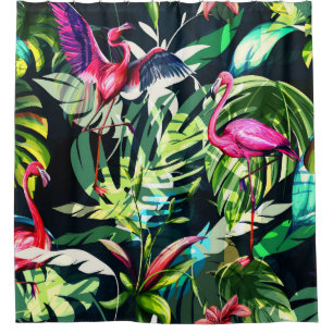 Seamless background floral pattern. Tropical leave Shower Curtain