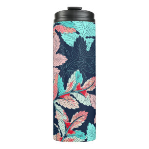 Seamless background leaves pattern thermal tumbler