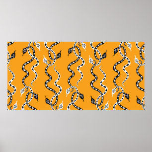 Seamless background of creeping decorative snakes poster