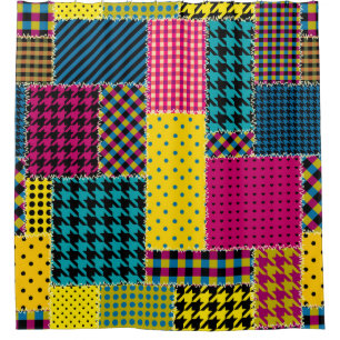 Seamless background pattern. Geometric patchwork p Shower Curtain
