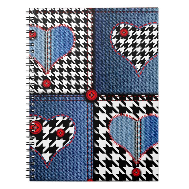 Seamless background pattern. Patchwork of denim fa Notebook (Front)
