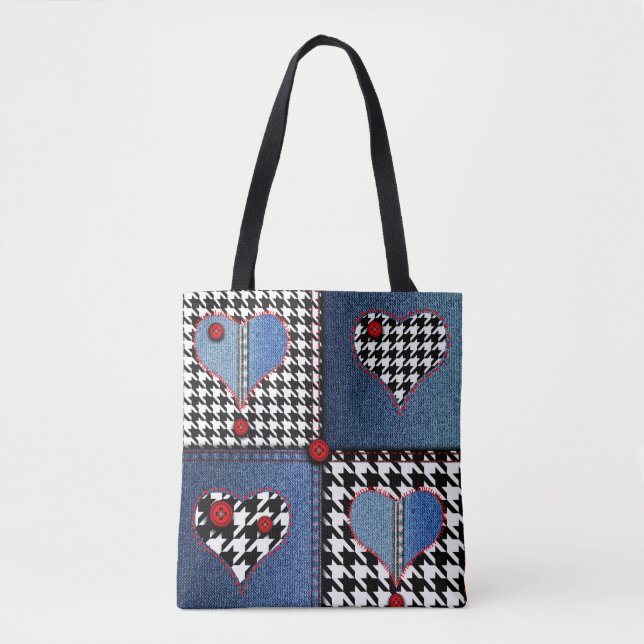 Seamless background pattern. Patchwork of denim fa Tote Bag (Front)