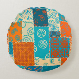Seamless background pattern. Patchwork pattern in Round Cushion